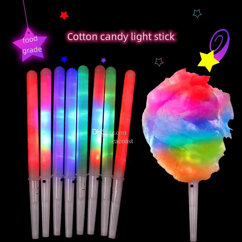 1000pcs Party Lights Christmas Decorations LED Light Up Cotton Candy Cones Colorful Glowing Marshmallow Sticks Impermeable Colorful Glow Stick