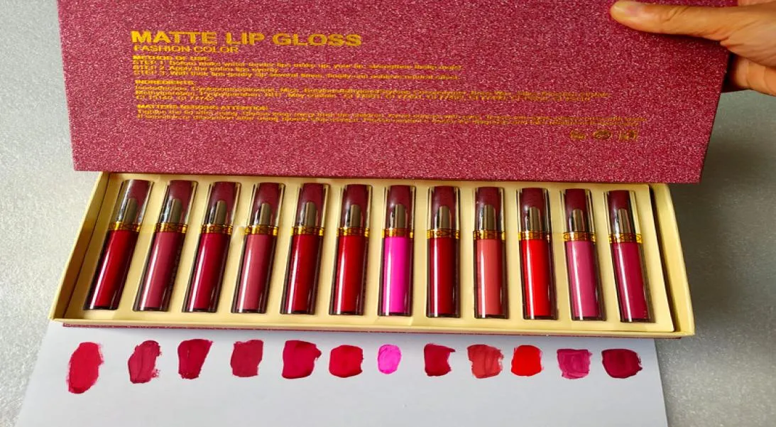 Марка MATTE блеск для губ помада наборы блесков для губ 12 цветов Lipstick Collection помады Lipgloss setlip Glosslipstick водостойкая6237334