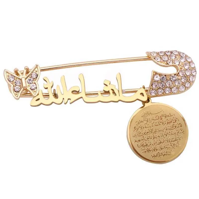 İslam Müslüman Arapça Tanrı İstekli Broş Bebek Pin Rhinestone Takı Pembe Broşlar Ucuz 230920