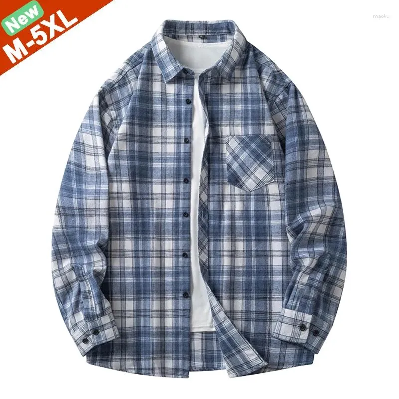 Men's Casual Shirts Factory Sale Men Spring Autumn Long Sleeves Plaid Male Free Iron Korean Style Slim Fitted M-5XL Clothes Man