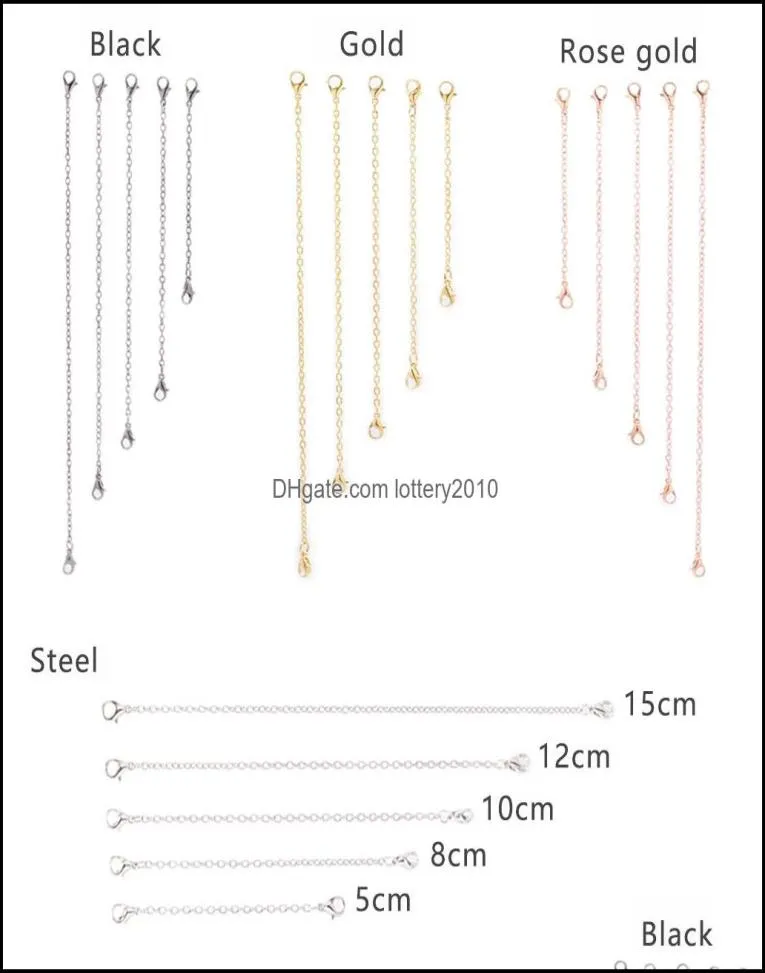 Ketten, Schmuckzubehör, Komponenten, 10 Packungen, zweiköpfiger Karabinerverschluss, Halskette, Schwanzkette, Armband, Verlängerung, Metall, verlängerte Verlängerung 8012187