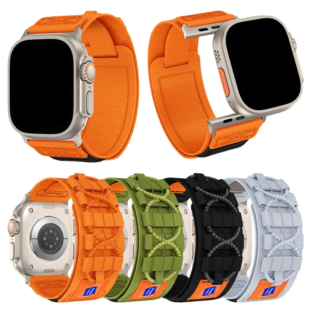 Faixa de luxo trançada esportiva de nylon pulseiras de relógio pulseira pulseira esportiva para Apple Watch série 3 4 5 6 7 8 9 Ultra SE para iWatch 42/44/45/49mm