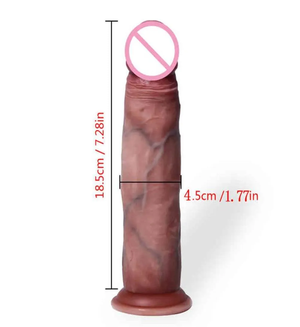 New 7in Realistic Dildos Sliding Foreskin Females Masturbation Huge Suction Cup Penis Fake Lesbian Adult Sex Toys For Women Men3045489651