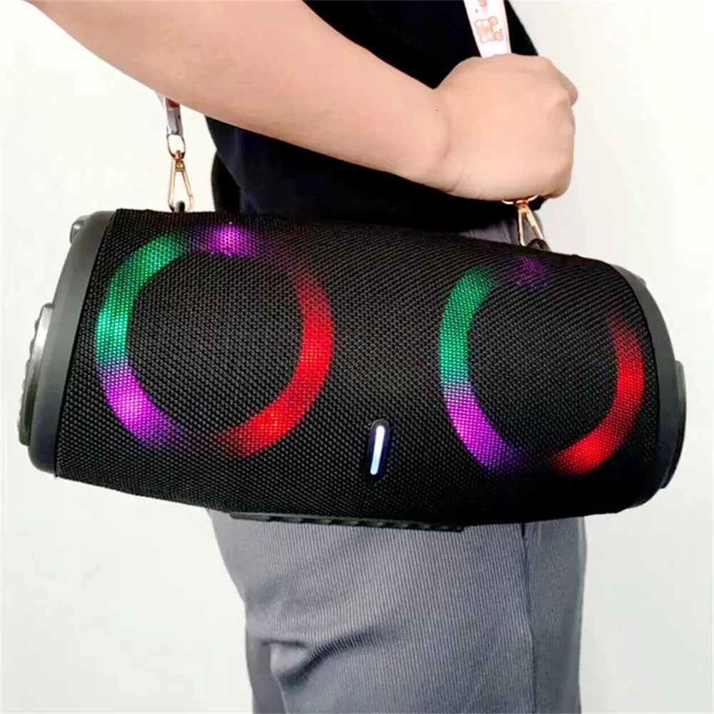 Portable étanche 100W haute dent Ser RGB lumière colorée sans fil caisson de basses 360 stéréo Surround TWS FM Boom Box 240126