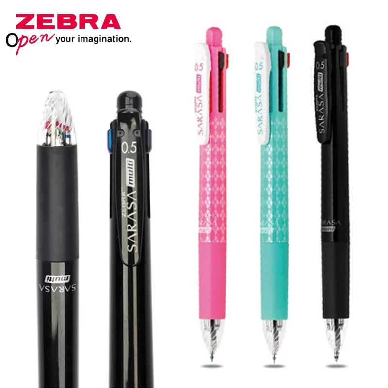 Japan Zebra 5-in-1 wielofunkcyjny Pen J4SA11 Pen 4 Kolory 1 Automatyczne ołówek 0,5 mm Spirici Szybkie sucha 240129