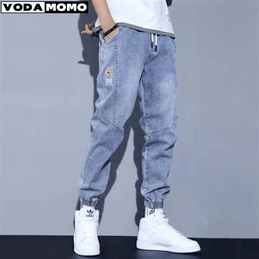 Jeans för man kläder rak baggy wide ben casual överdimensionerade byxor vintage koreanska streetwear avsmalnande broderade byxor 240124