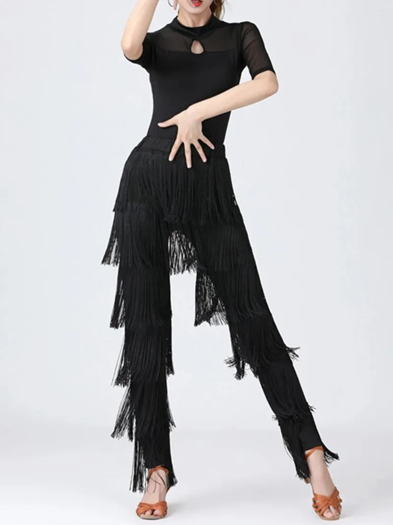 Women's Pants 2024 Sexy In Women Fringed Trousers Multi-layer Solid Color Dance Tassels Party Female Clothes Plus Size