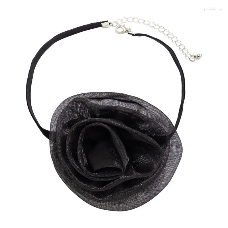 Ketten Stoff Rose Halsband Halskette Simulation Blume Halskette Auffälliges Accessoire