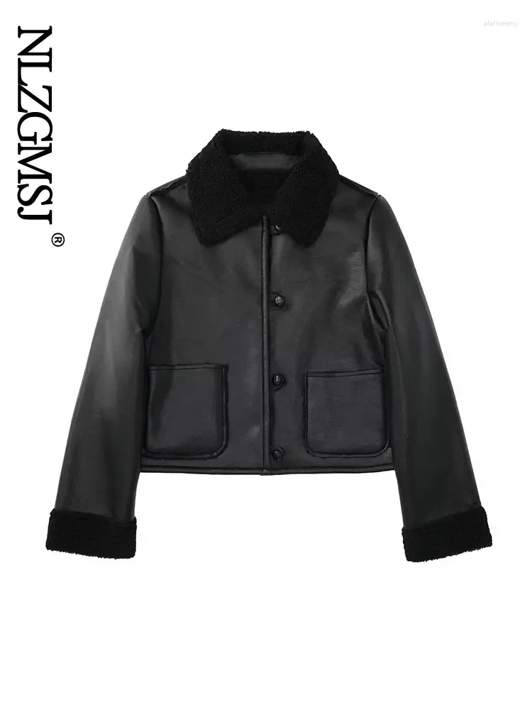 Women's Jackets Nlzgmsj 2024 Jacket Women Black Leather Coat Casual Styly Long Sleeves Classic Design Autumn Winter