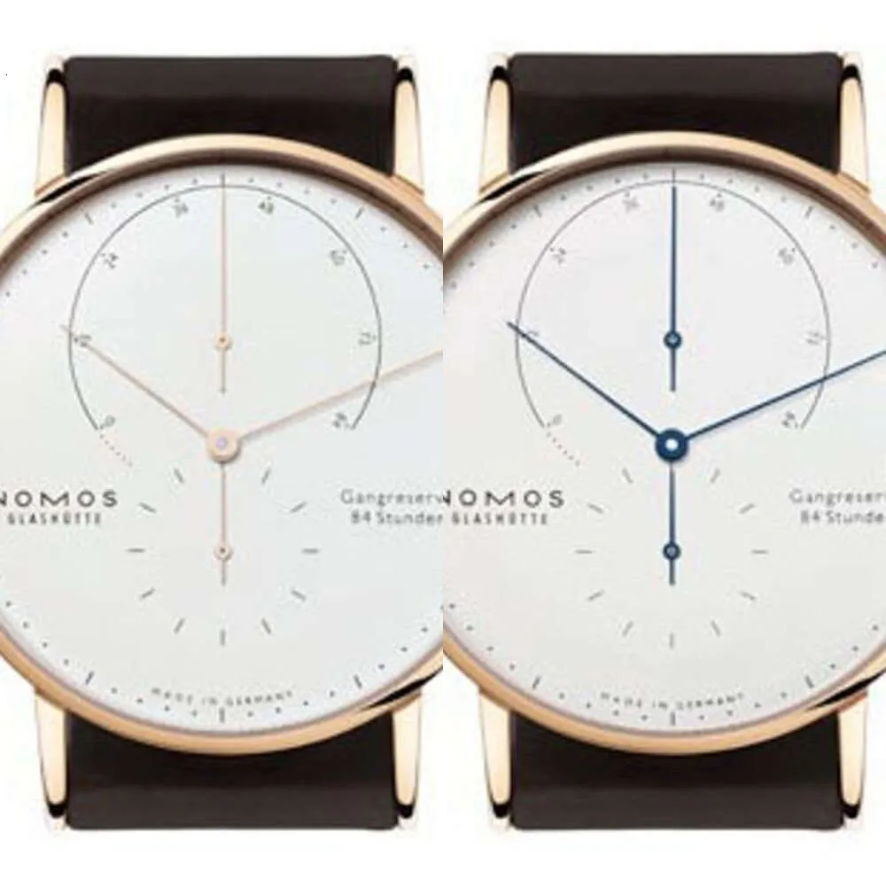 Men s Automatic Wristwatch Nomos Glashutte Gangreserve 84H Power Reserve White Dial Black Leather