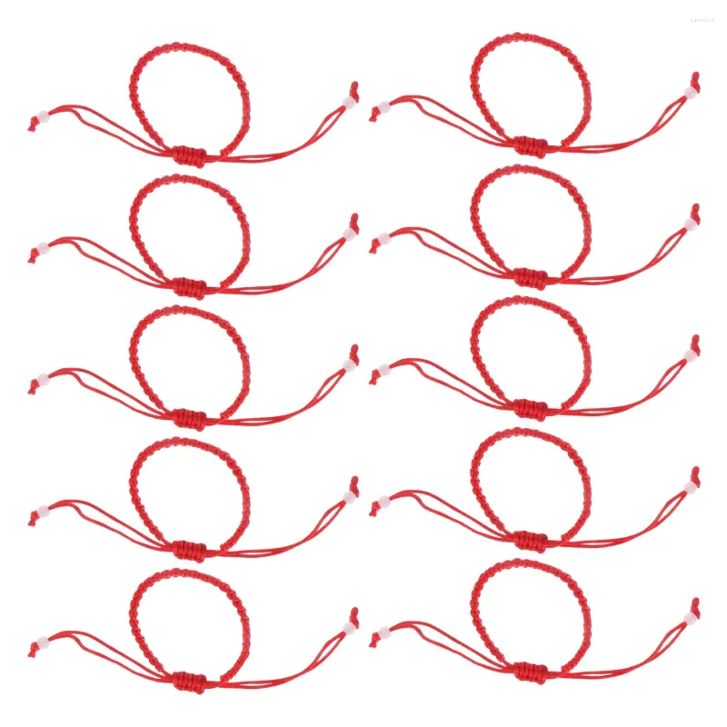 Urok bransoletki 12pcs czerwona bransoletka sznurka linowa Tybetańska Przyjaźń tkana z koralikami