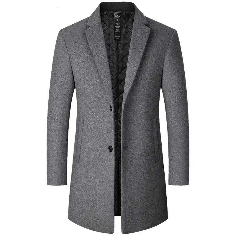 High Quality Winter Coats Male Business Casual 40% Wool Trench Men Long Blends Jackets CoatsSize 4XL 240125