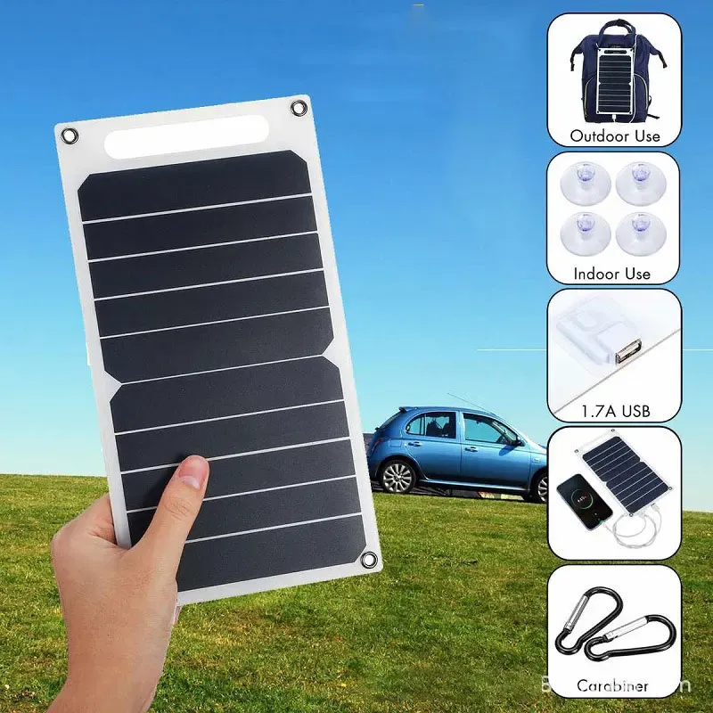 30W Solar with USB Waterproof Outdoor Hiking and Camping Portable Battery Mobile Phone Bank Charging Panel 6.8V