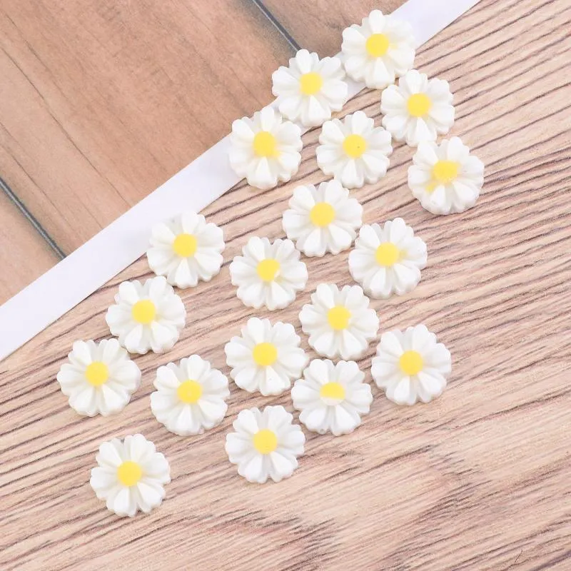 Fleurs décoratives 20 pièces 13mm en plastique artificiel bricolage marguerite artisanat projet accessoire (blanc)