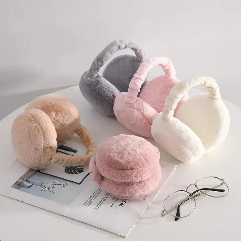 Berretti Ragazze Vintage Paraorecchie pieghevoli in peluche Solido Morbido Caldo Cuffia Cuffie per ragazzi Accessori invernali Cuffie per esterni per le donne