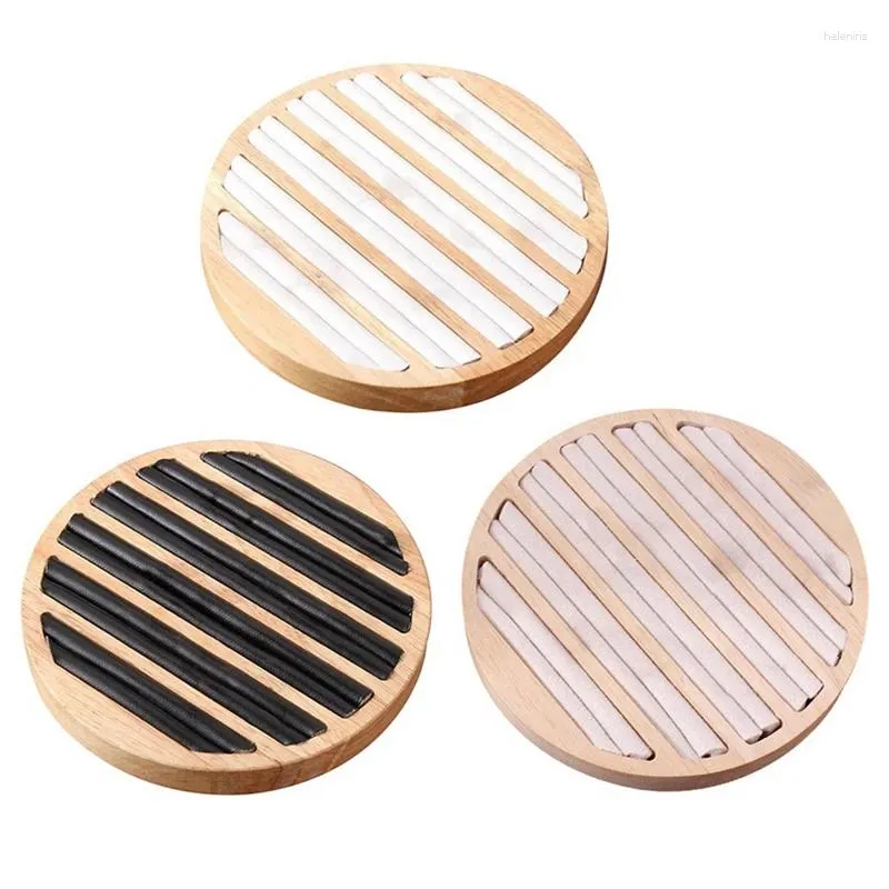 Jewelry Pouches Bamboo Wood Ring Earrings Storage Box Display Tray Hundred Counter