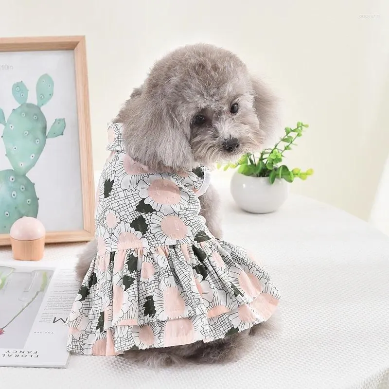 Cão vestuário vestidos de girassol para pequeno luxo rosa azul pet casamento terno princesa menina menino saia verão primavera gato acessórios pugs