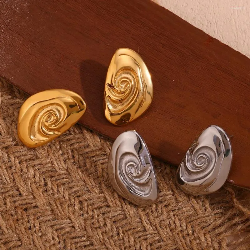 Brincos de garanhão Cochlear Conch Geometric Art Hipoalergênico 18K Jóias de Ouro Cor Prata 316L Acessórios de Aço Inoxidável