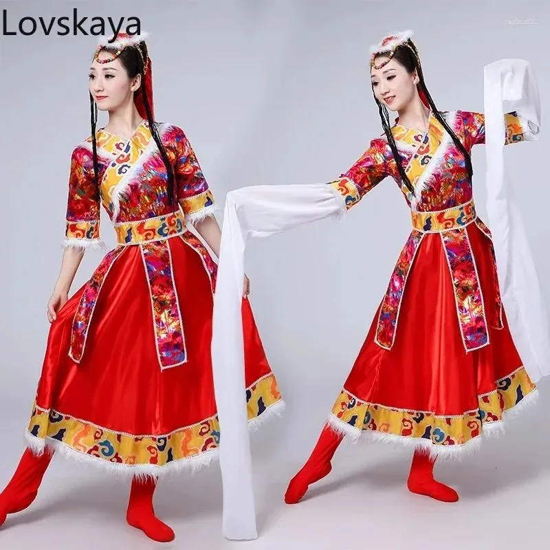 Stage Wear Adult Sleeves Performing Dress Tibetan Dance Costumes Women