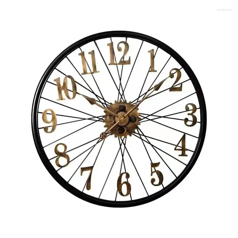 Настенные часы, металлические креативные цифровые часы с велосипедным колесом, винтажные декоративные часы для ресторана, бара, античная индивидуальная подвеска, кварцевые часы