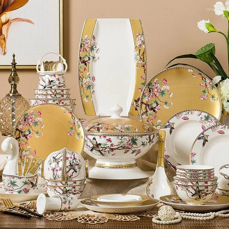 Conjuntos de louça Conjunto de talheres osso porcelana coreana cerâmica esmalte nórdico