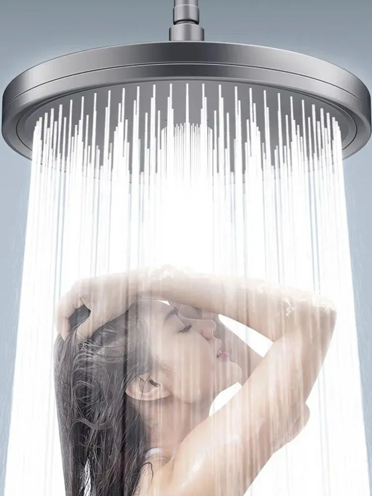 6 lägen Rainfall Shower Head Badrum Högtryck Topp Regnduschhuvuden Duschkran Tillbehör Gun GRÅ/Svart/Silver 240202