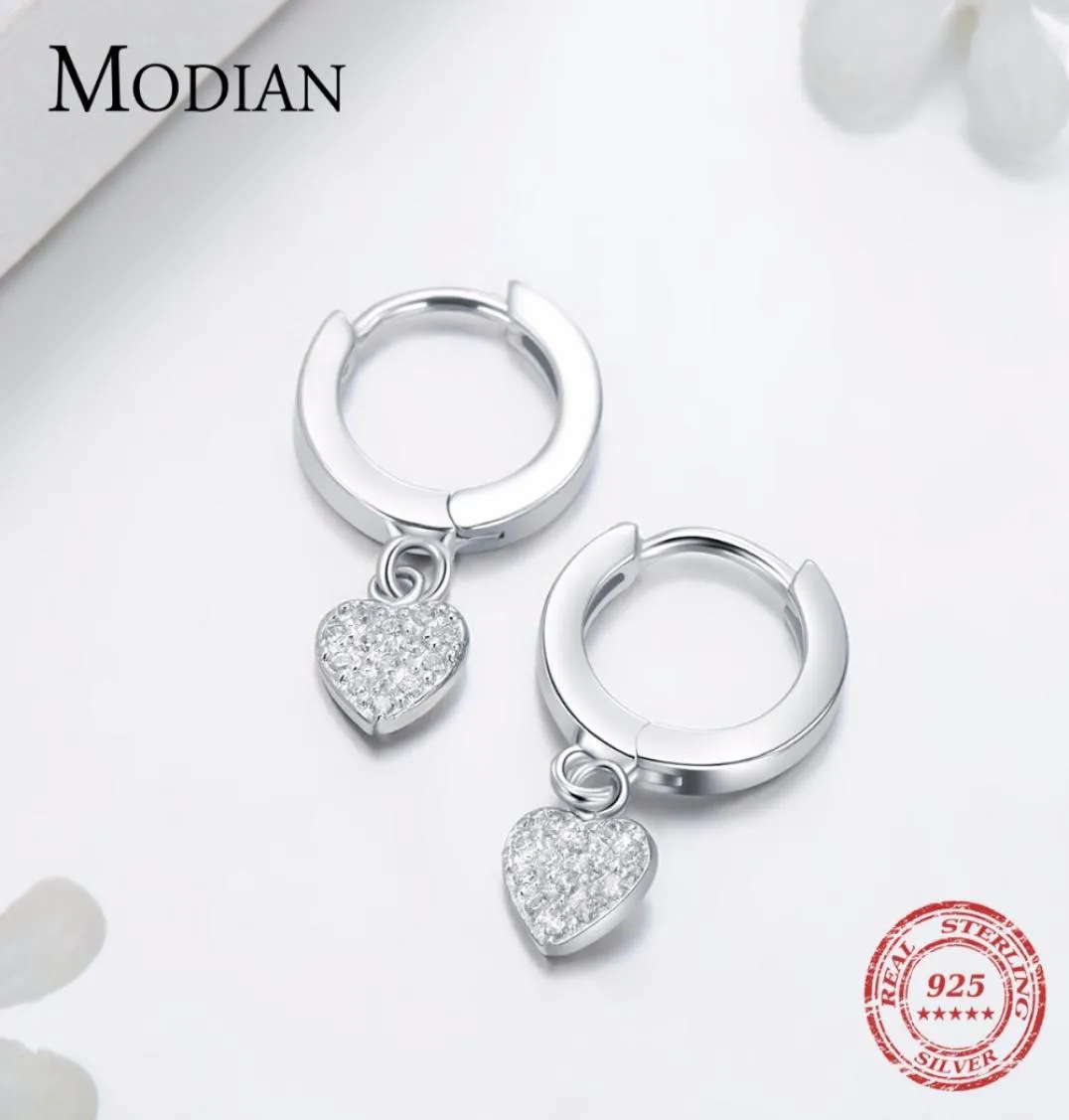 Modian New Luxury Solid 925 Sterling Silver Hearts Stars Dangle örhängen Fashion Silver Jewerly For Women Wedding Earring Gift1323510