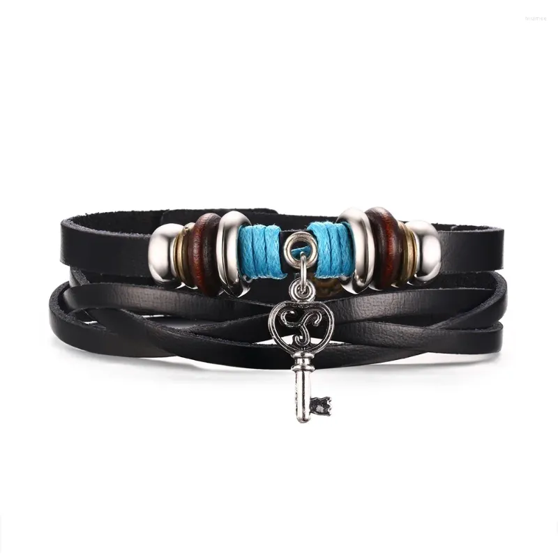 Link-Armbänder Charmantes Schlüsselarmband aus Lederlegierung, echtes handgewebtes, trendiges Unisex-Lederarmband