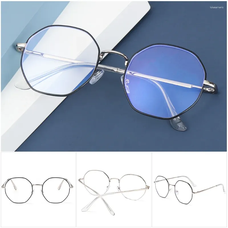 Солнцезащитные очки, модные восьмиугольные металлические оптические зеркальные очки для близорукости, очки для ухода за зрением, очки с защитой от синего света