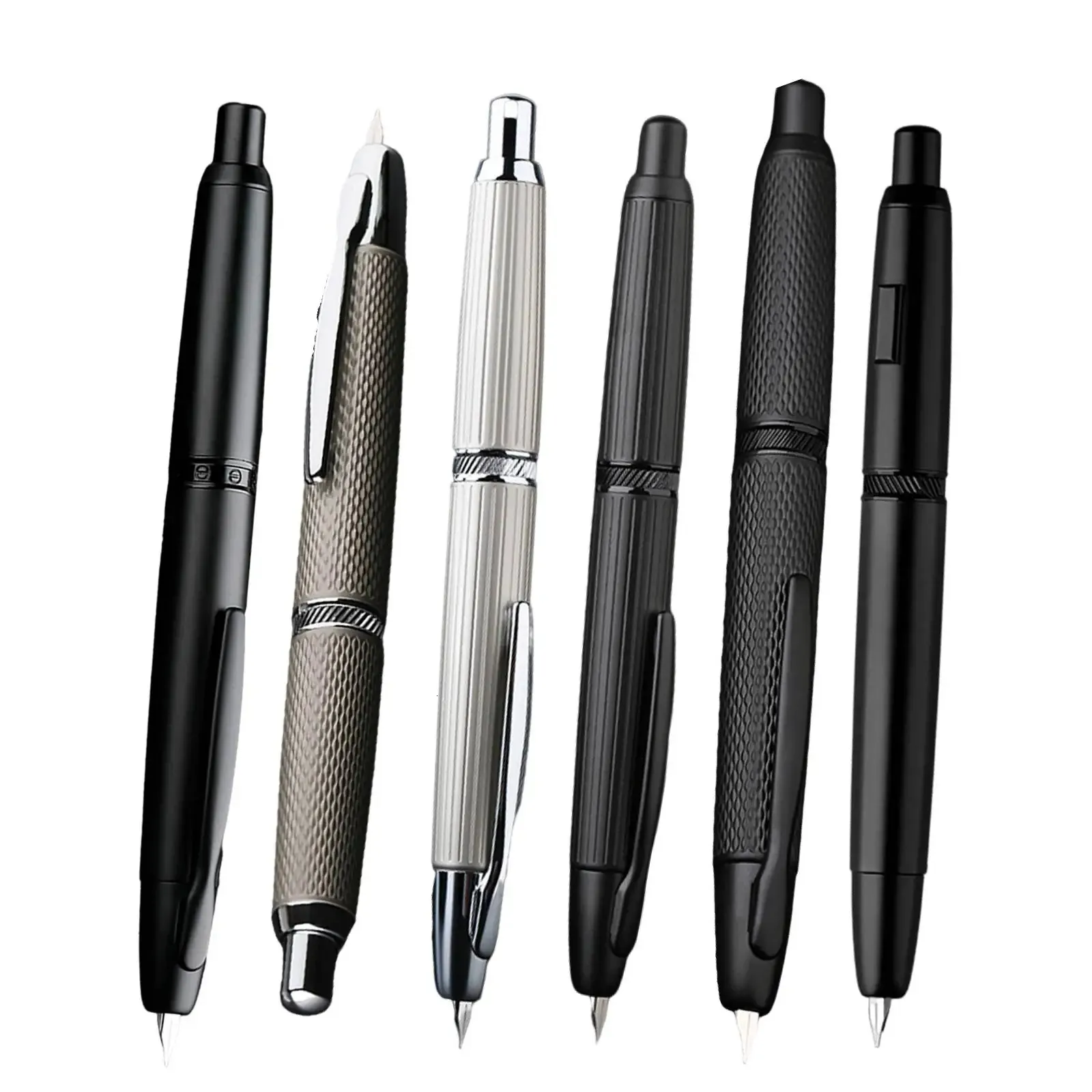 Majohn A1 AK1 Press Fountain Pen with Fish Scale Pattern EF 0.4mm Nib Metal Writing Ink Pens School Office Suppl