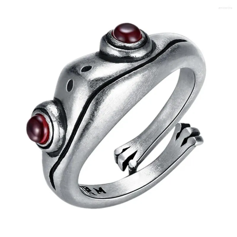 Cluster Rings Bocai Original Innovative Real S925 Pure Silver justerbar ring Trendy Retro Frog Animal for Men and Women