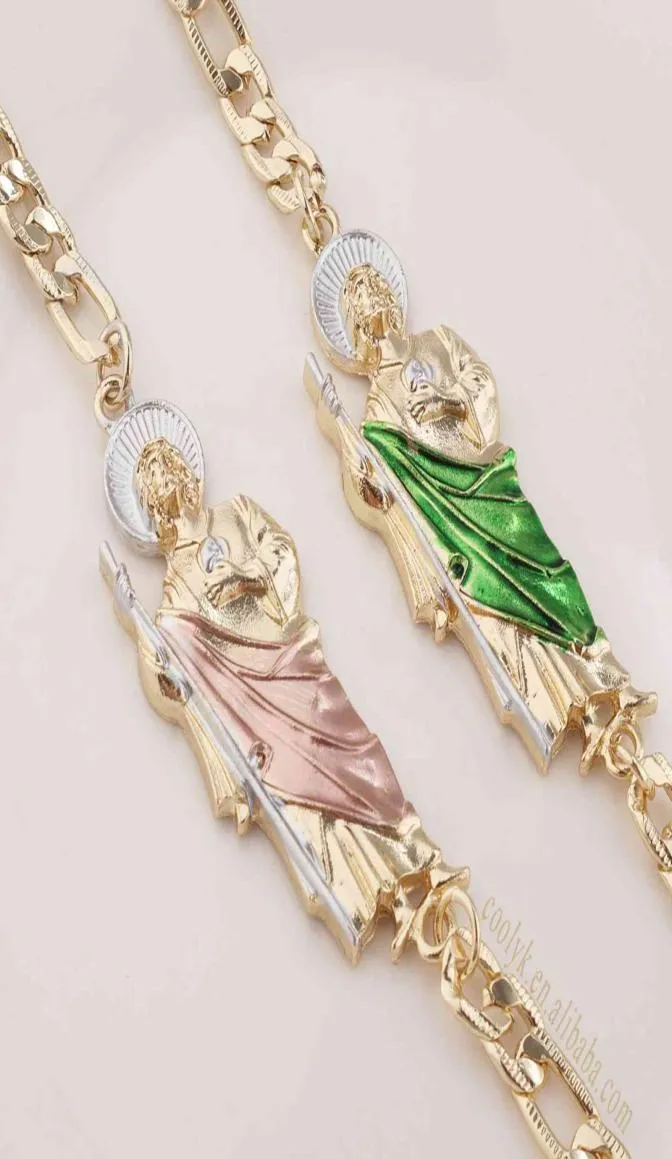 San Judas Punk Bracelet Religious Platinum Jewelry For Men And Women