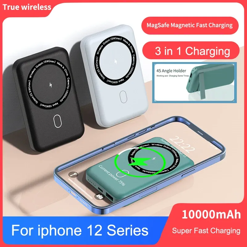 15W Magnetic Wireless Charging 10000mAh Power Bank With Stand For IPhone12 13 Pro Max Airpods 22.5W Fast Charge External Battery