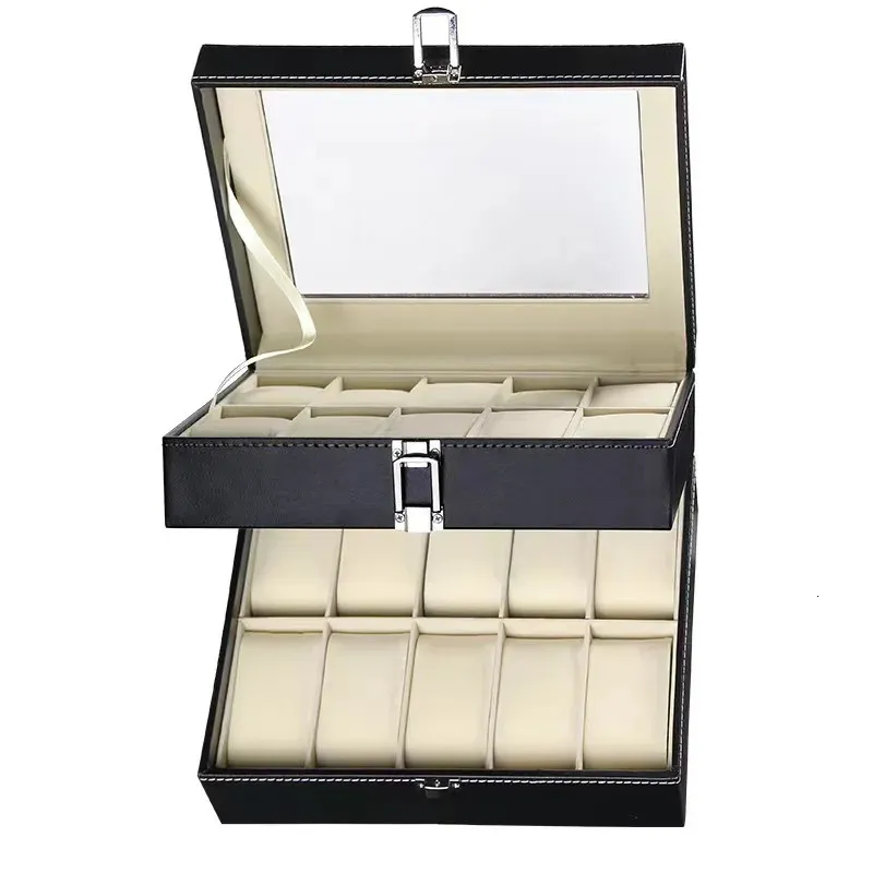 VANSIHO Slot multipli 2 3 4 5 6 10 12 20 Girds Custodia per orologio Custodia per organizzatore Scatola di immagazzinaggio con serratura in pelle PU per uomo e donna 240124