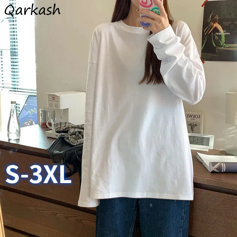 Tshirt Summer Long Sleeve White Tops Classic Baggy BF Harajuku S3XL Ulzzang Allmatch Undershirts Simple Ins Trendy 240129