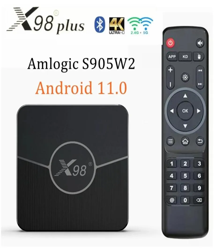 X98 Plus Akıllı TV Kutusu Android 11 4GB RAM 64GB 32GB Amlogic S905W2 24G5G Çift WiFi BT 4K 60FPS LAN 100m Set Üst Kutu 2GB 16GB4390598