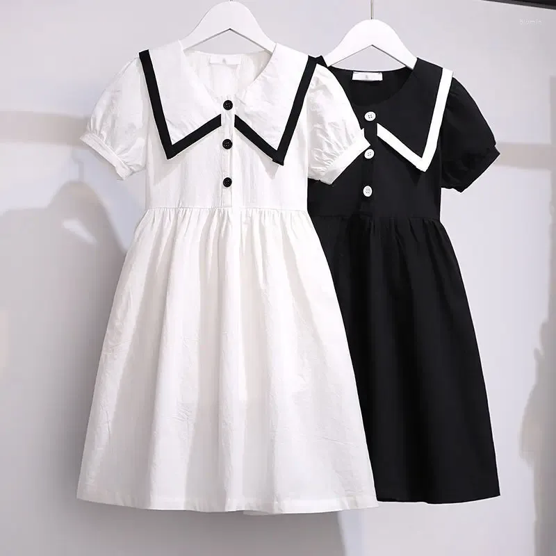 Vestidos para niñas, vestido para niñas para verano 2024, ropa de algodón de manga corta para estudiantes, ropa de princesa para Chica adolescente blanca coreana, ropa para niños de 6 a 14 años 2024