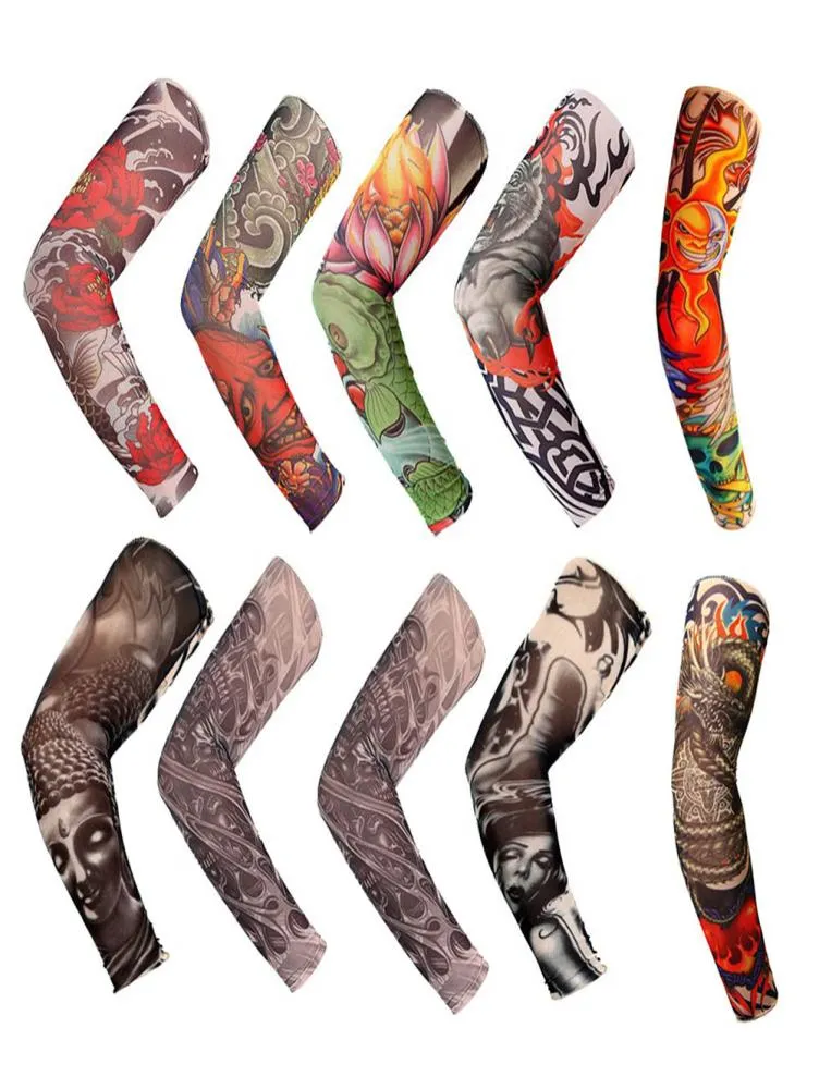 5Pcs Flower Arm Tattoo Sleeve Seamless Outdoor Riding Tattoo Sunscreen Sleeve Riding Tattoo Apparel Tattoos Body Art7344637