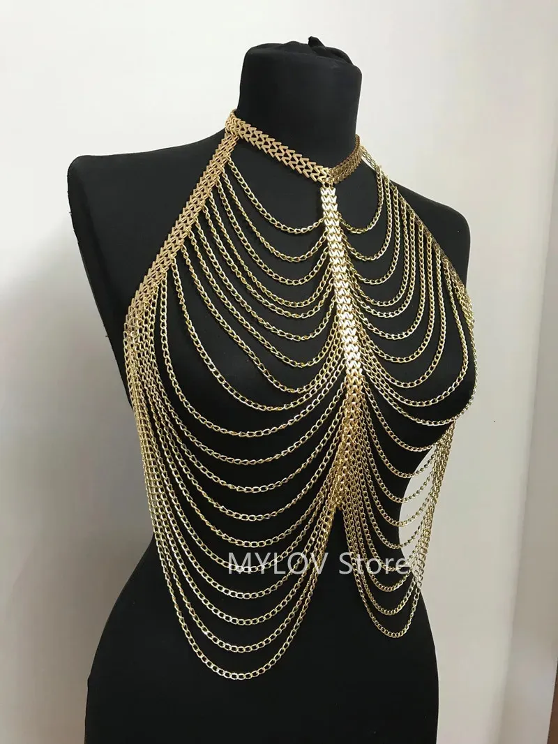 10500 Fashion Street Women Handmade Mail Body Chain Jewelry Harness Body Gold Chains Jewelery Clothing Accessories Två färger 240127