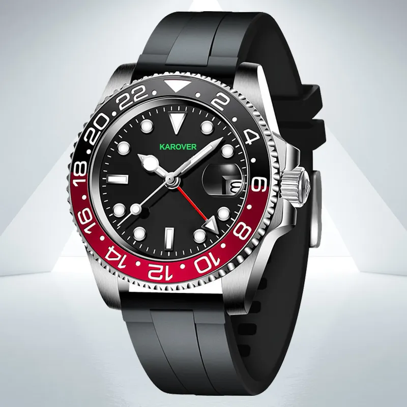Relógio mecânico de marca famosa personalizada para homens moda esporte borracha relógios automáticos de luxo design clássico relógio movimento safira espelho relógios de pulso designer