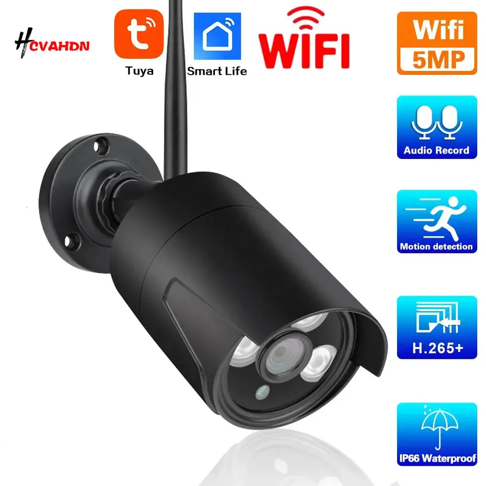 Tuya 5MP Wifi sécurité IP caméra externe sans fil balle caméra Audiro enregistrement détection humaine CCTV vidéo Surveillance 240126