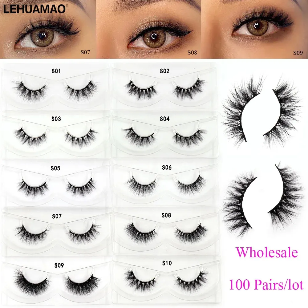 100Pairslot Half Wimpers Piekerige 3D Nertsen Wimpers Bulk lashe Zachte nep wimpers Wimper 100% nertsen Make-Up Groothandel 240126