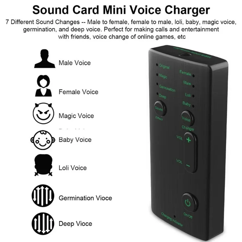 7 mudanças de som diferentes dispositivo trocador de voz telefone móvel portátil jack placa de som gritar máquina de efeitos sonoros 240119