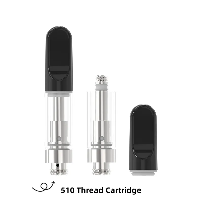 Partihandel 510 VAPE CARTRIDGE 0,5 ml 1,0 ml keramiska glaspatroner 510 Tråd Atomizer Drip Tip Tomt engångsångare Penskum Skum Tray Packaging Vape Carts USA UK EU EU EU