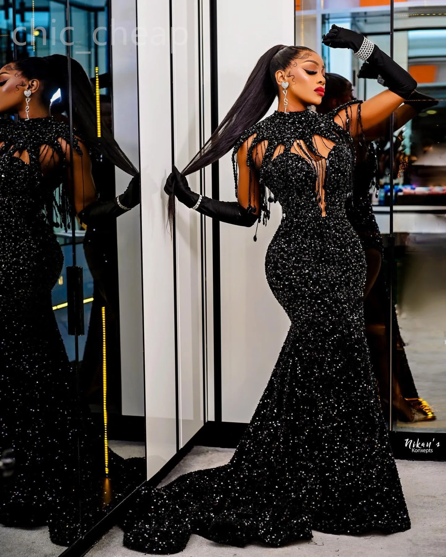 Robe De Soirée à Paillettes Femme - Bretelles Spaghetti - Courte Et Festive - Cocktail, Bal, Mariage - Duohropke