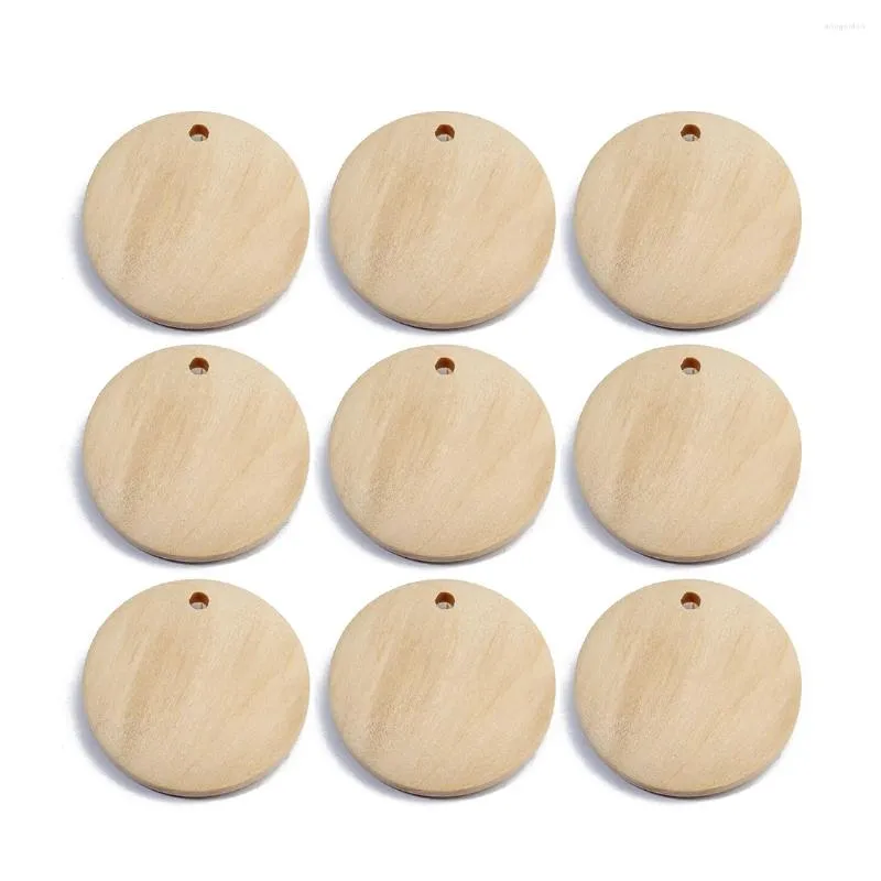 Charms SAUVOO Beige Wooden Blank Disc Round Pendent Hanging Tags Flat Natural Wood Signs For DIY Crafts Jewelry Making Finding