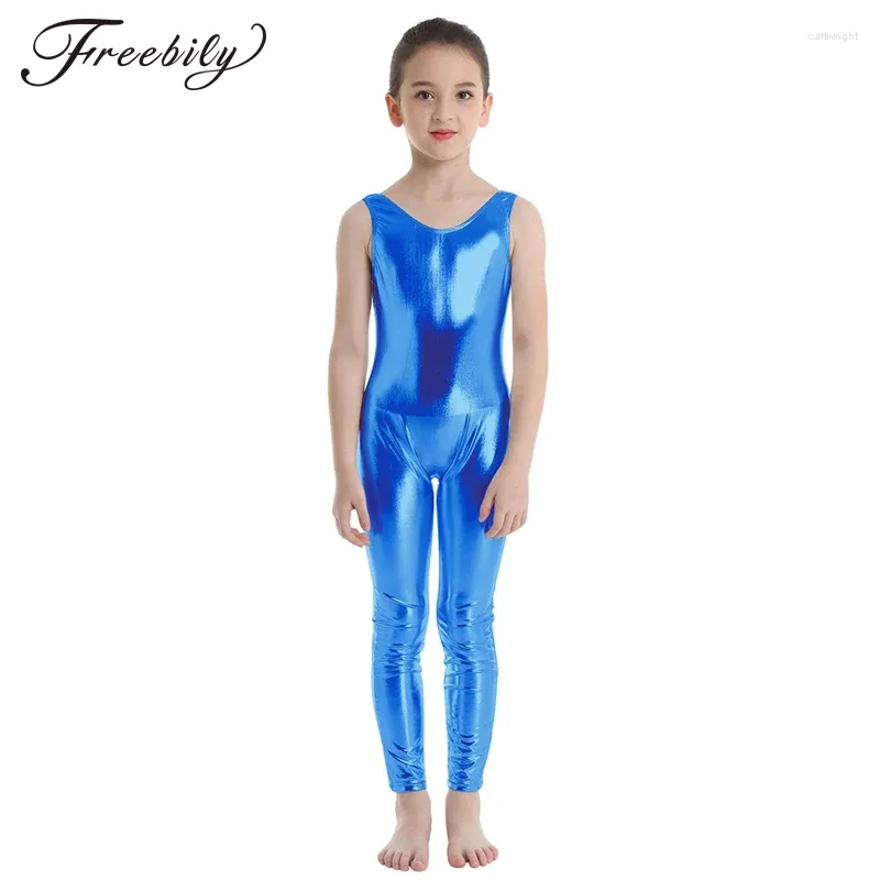 Bühnenkleidung Teenager Mädchen Ballett Tanz Gymnastik Ärmelloser Ganzanzug für Kinder Catsuit Steigbügel Polyester Show Trikot Kinder Ganzanzug