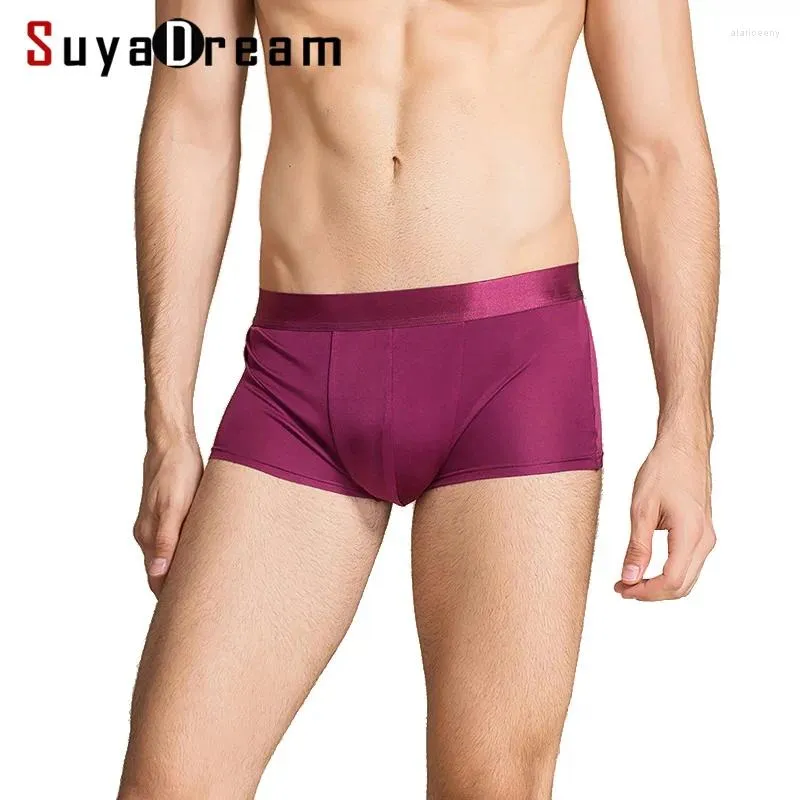 Unterhosen Herren Seidenhöschen Natürliche Boxershorts Mittelhohe Unterwäsche Herren Gesunde Dessous Solid Navy Khaki Silber 2024