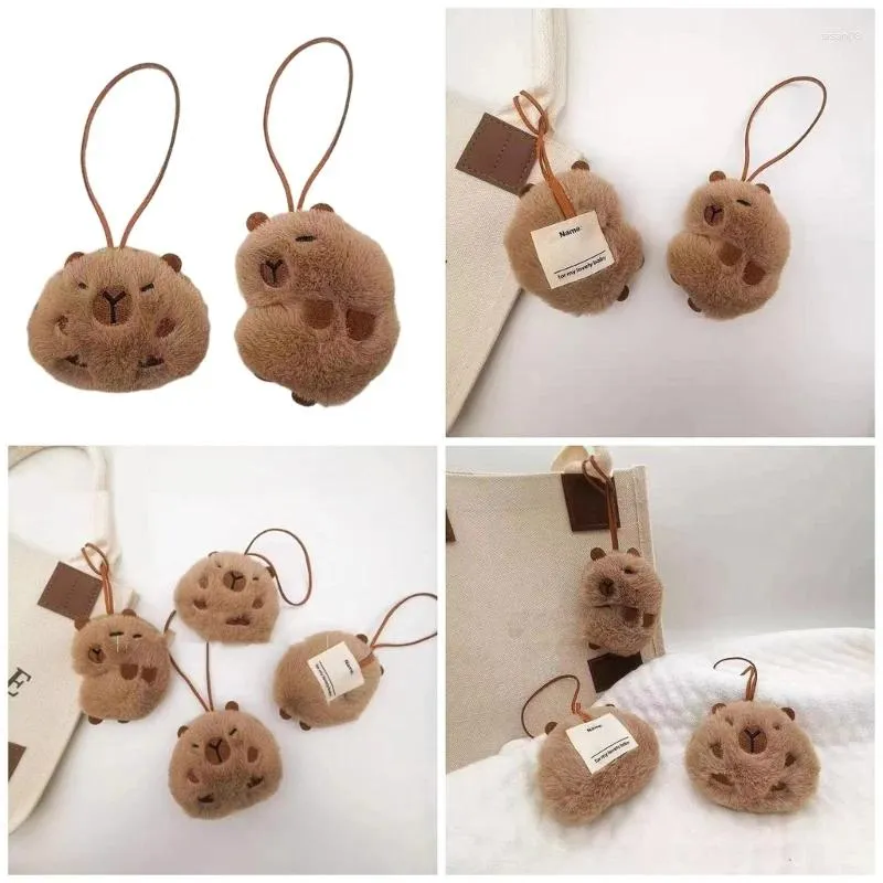 Chaveiros Adorável Capivara Chaveiro Squeak Brinquedo Saco Enforcamentos Decoração Chaveiro Pingente