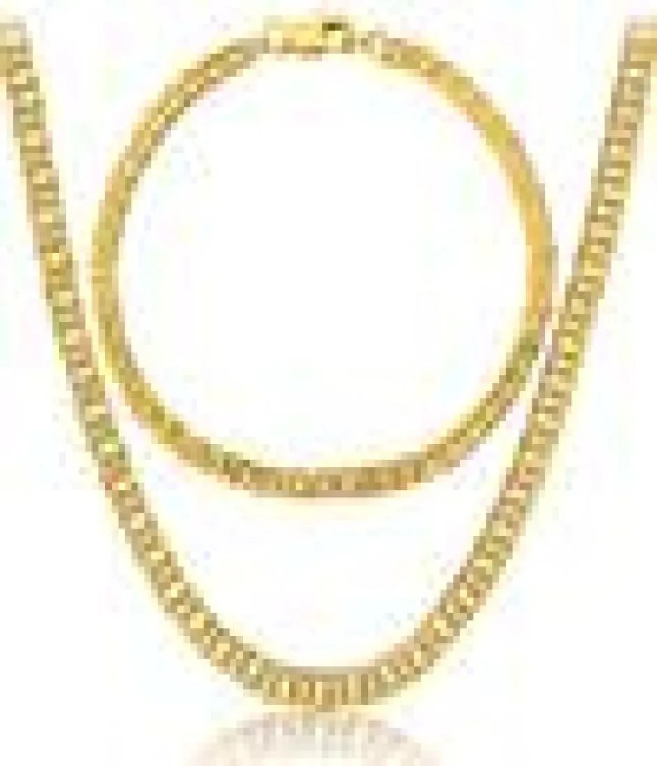 OMHXZJ Tutta la Personalità Moda OL Donna Ragazza Regalo Oro Catena Laterale Completa 18KT Bracciale in Oro Collana Set di Gioielli SE423717500